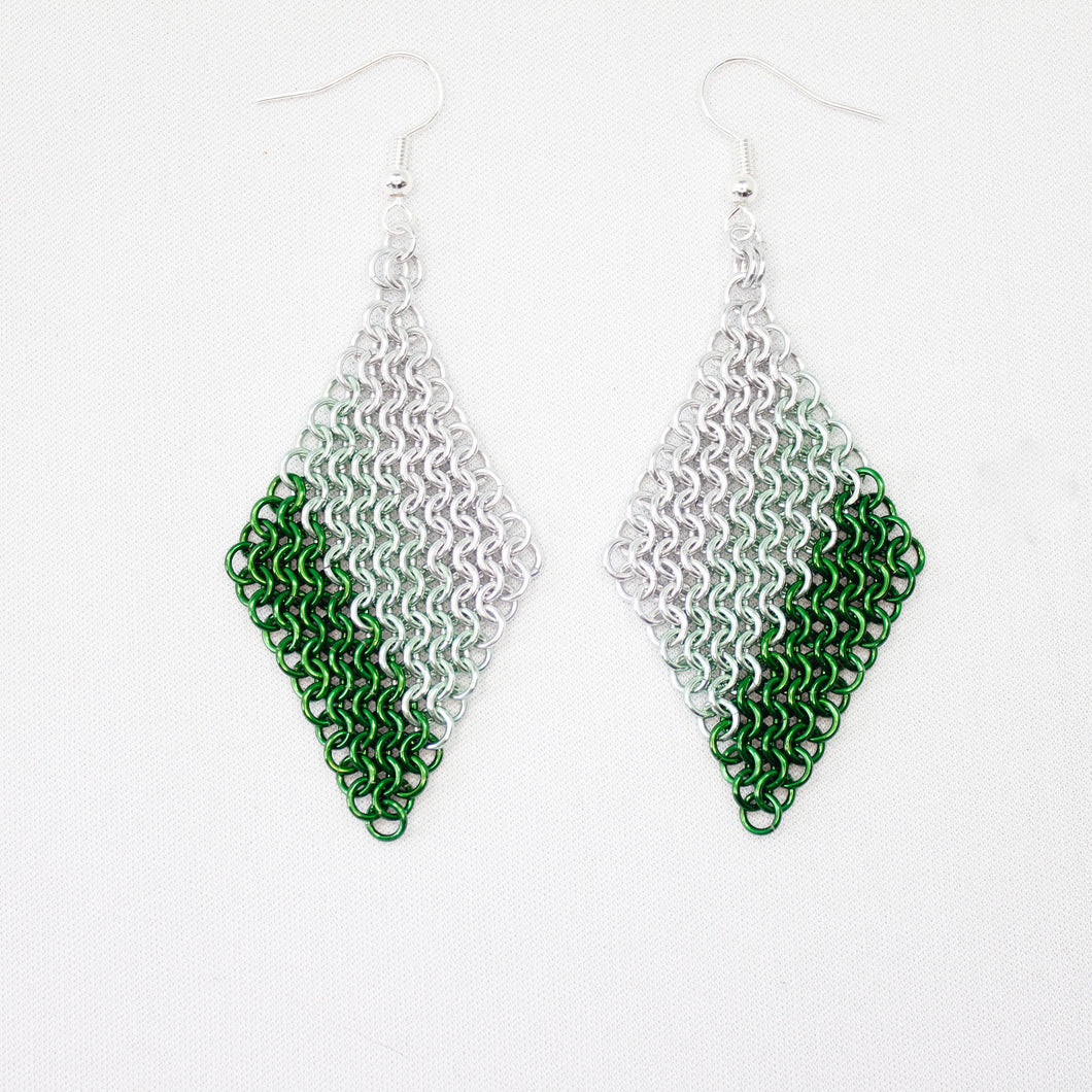 Mesh Ear Rings in Green Fade