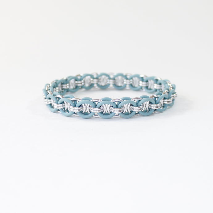 The Helm Stretch Bracelet in Tiffany Blue + Silver