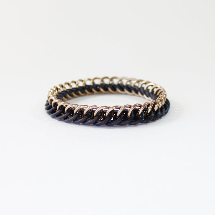 The Persian Stretch Bracelet in Black + Champagne