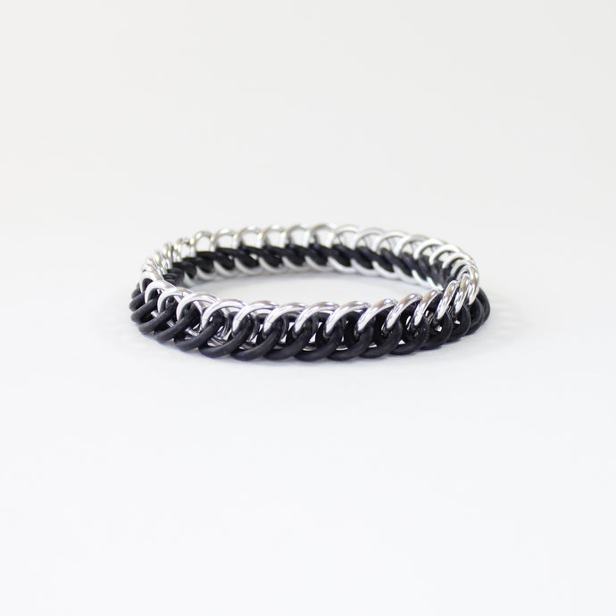 The Persian Stretch Bracelet in Black + Silver