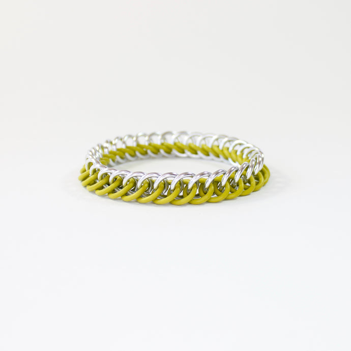 The Persian Stretch Bracelet in Green + Silver