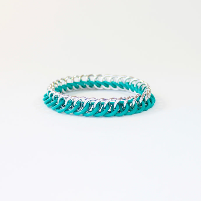 The Persian Stretch Bracelet in Sea Foam + Silver